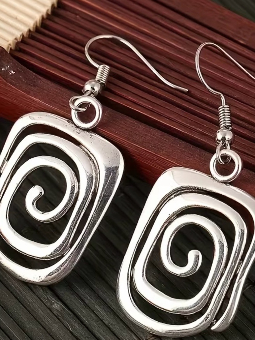 Silver Spiral Drop Earrings for Women